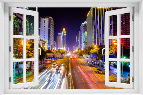Fototapeta Naklejka Na Ścianę Okno 3D - Urban Nightscape Traffic in Shenzhen
