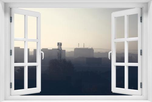 Fototapeta Naklejka Na Ścianę Okno 3D - fog in the city. gradient from black to white. panorama. Ukraine. Vinnitsa