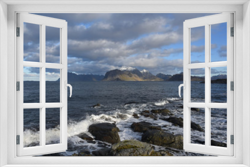 Fototapeta Naklejka Na Ścianę Okno 3D - Coast at Storsandnes, Lofoten, Norway