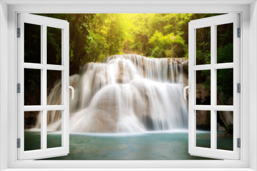 Fototapeta Naklejka Na Ścianę Okno 3D - Huay MaeKamin Waterfall is beautiful waterfall in tropical forest, Kanchanaburi province, Thailand.