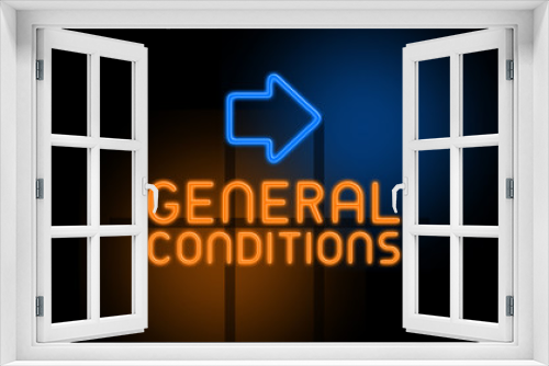 General Conditions - orange glowing text with an arrow on dark background