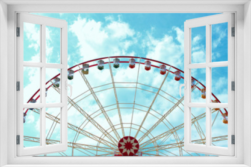Fototapeta Naklejka Na Ścianę Okno 3D - Amusement Park Ferris Wheel. Abstract Fun Background.
