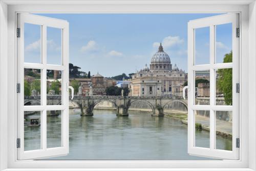 Fototapeta Naklejka Na Ścianę Okno 3D - St Peter's Basilica & the Tiber River Rome Italy