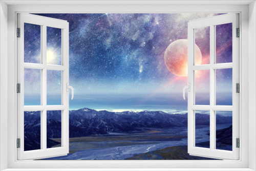 Fototapeta Naklejka Na Ścianę Okno 3D - Space planets and nature