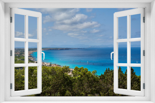 Fototapeta Naklejka Na Ścianę Okno 3D - Beach of Formentera with turquoise sea Mediterranean of Balearic islands