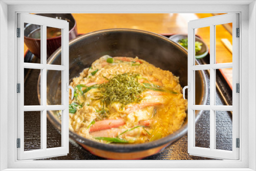 Fototapeta Naklejka Na Ścianę Okno 3D - a bowl of rice with crab meat and eggs , japanese dish