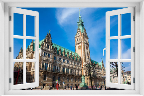 Fototapeta Naklejka Na Ścianę Okno 3D - Hamburg City Hall building located in the Altstadt quarter in the city center at the Rathausmarkt square in a beautiful early spring day