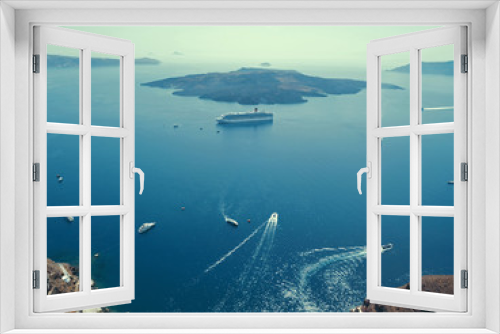 Fototapeta Naklejka Na Ścianę Okno 3D - サントリーニ島の上空から
