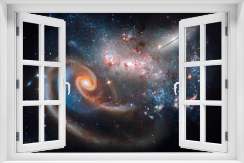 Fototapeta Naklejka Na Ścianę Okno 3D - Deep Space Cosmic Chaos, Galaxies, Stars, Nebula Abstract Art Created Using Authentic Imaging Data From HI NASA