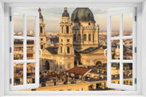 Fototapeta Naklejka Na Ścianę Okno 3D - Saint Stephen Basilica in Budapest, Hungary aerial view as seen from Budapest Eye ferris wheel