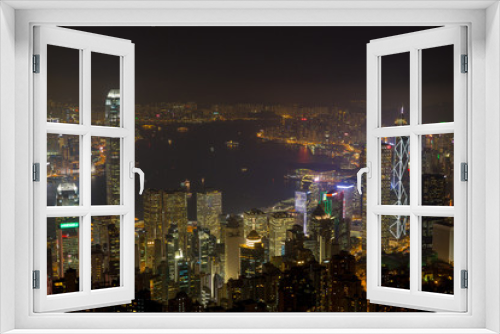 Fototapeta Naklejka Na Ścianę Okno 3D - Hong Kong skyline at night from the Peak 