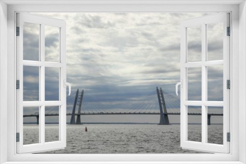 Fototapeta Naklejka Na Ścianę Okno 3D - Bridge over the Gulf of Finland, St. Petersburg on a summer day. beautiful sky