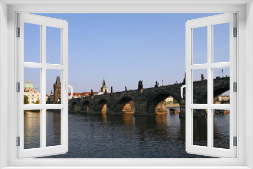Fototapeta Naklejka Na Ścianę Okno 3D - Image of the river and bridge in Prague