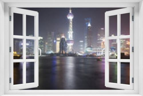 Fototapeta Naklejka Na Ścianę Okno 3D - Night View of Shanghai with Pearl Tower