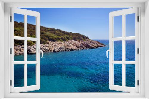 Fototapeta Naklejka Na Ścianę Okno 3D - Turquoise water near beach on Aegean coast  sea Turkish resort, Bodrum, Turkey