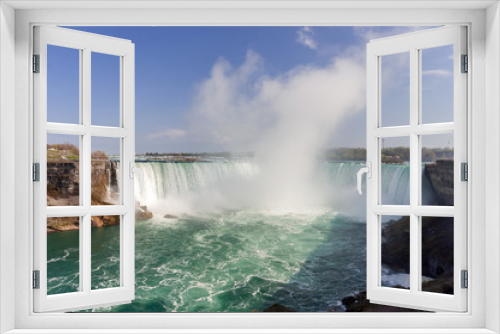 Fototapeta Naklejka Na Ścianę Okno 3D - View at Niagara Falls from Canadian side at summer time