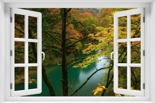 Fototapeta Naklejka Na Ścianę Okno 3D - 紅葉の抱返り渓谷