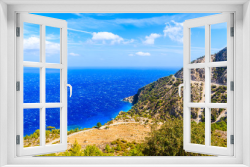 Sea coast of Karpathos island and mountains, Greece