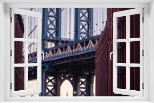 Fototapeta Naklejka Na Ścianę Okno 3D - View of Manhattan Bridge from Washington Street (Dumbo), New York City, USA
