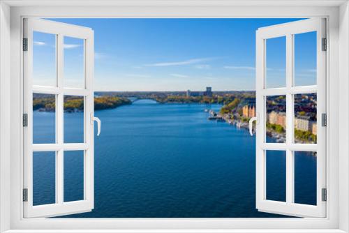 Fototapeta Naklejka Na Ścianę Okno 3D - Drone photo over Stockholm water