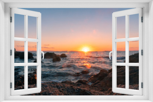 Fototapeta Naklejka Na Ścianę Okno 3D - Beauty sunset at the ocean