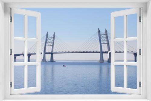 Fototapeta Naklejka Na Ścianę Okno 3D - suspension bridge across the bay