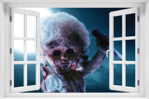 Fototapeta Naklejka Na Ścianę Okno 3D - Scary bloody doll
