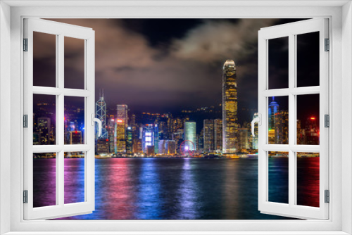 Fototapeta Naklejka Na Ścianę Okno 3D - Hong Kong cityscape at night.