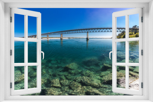 Fototapeta Naklejka Na Ścianę Okno 3D - New Zealand's longest one-lane bridge over Haast River, South Westland