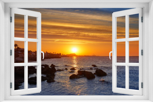 Fototapeta Naklejka Na Ścianę Okno 3D - Denia sunset skyline in Las Rotas Alicante