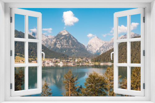 Fototapeta Naklejka Na Ścianę Okno 3D - Beautiful alpine view with reflections at the Achensee - Maurach - Tyrol - Au