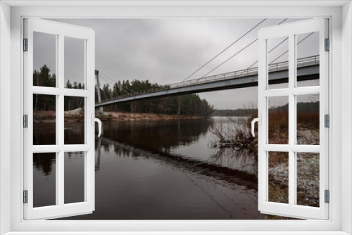 Fototapeta Naklejka Na Ścianę Okno 3D - wooden and composite material foot bridge over water
