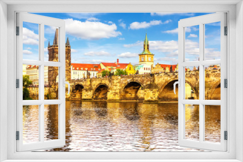 Fototapeta Naklejka Na Ścianę Okno 3D - Charles Bridge and view the Tower of Lesser Town of Prague