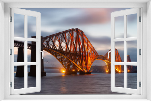 Fototapeta Naklejka Na Ścianę Okno 3D - Evening view Forth Bridge over Firth of Forth in Scotland