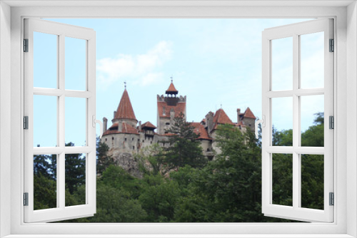 Fototapeta Naklejka Na Ścianę Okno 3D - Castle Bran and details of castle. Dracula Castle. Transylvania. Southern Carpathians