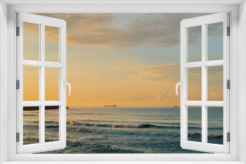 Fototapeta Naklejka Na Ścianę Okno 3D - Beautiful sea wave and sky at sunrise,Landscape of paradise tropical island beach, sunrise shot