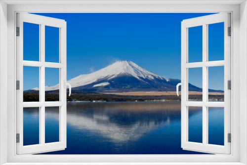 Fototapeta Naklejka Na Ścianę Okno 3D - 富士山 冬景色 日本の山梨県山中湖村