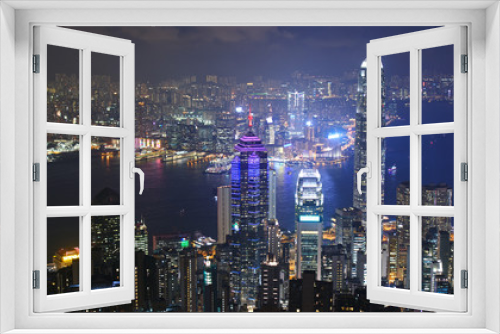 Fototapeta Naklejka Na Ścianę Okno 3D - Hong Kong landmark at night