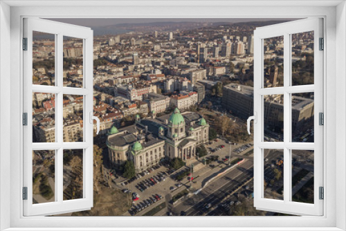 Fototapeta Naklejka Na Ścianę Okno 3D - National Assembly of the Republic of Serbia. Aerial view