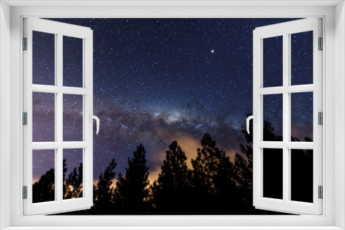 Fototapeta Naklejka Na Ścianę Okno 3D - Pine Trees Beneath Milky Way