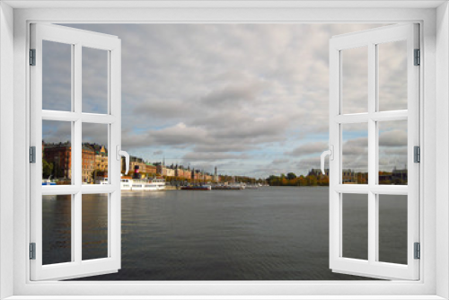 Fototapeta Naklejka Na Ścianę Okno 3D - Stockholm Strandvägen Ausblick auf das Wasser Schweden