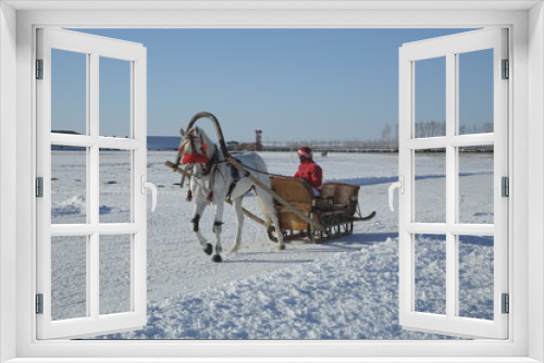 Fototapeta Naklejka Na Ścianę Okno 3D - Russian Winter, Siberia, Horse