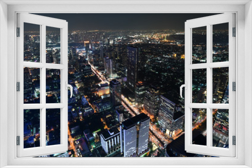 Fototapeta Naklejka Na Ścianę Okno 3D - Bird view of view of Bangkok city at night