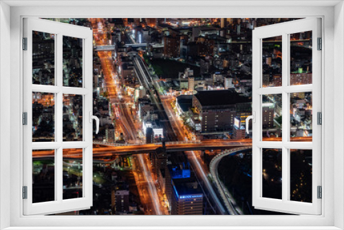 Fototapeta Naklejka Na Ścianę Okno 3D - [大阪府]大阪の夜景