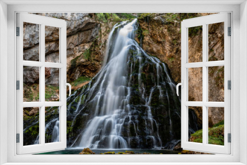 Fototapeta Naklejka Na Ścianę Okno 3D - Beautiful view of famous Gollinger Wasserfall with mossy rocks and green trees, Golling, Salzburger Land, Austria