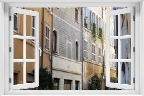 Fototapeta Naklejka Na Ścianę Okno 3D - Strada del centro storico di Roma in Italia.