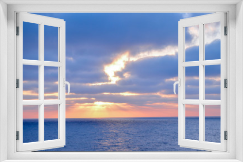 Fototapeta Naklejka Na Ścianę Okno 3D - Atardecer en el Oceano