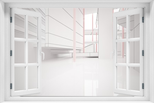 Fototapeta Naklejka Na Ścianę Okno 3D - Abstract white interior highlights future. Polygon drawing. Architectural background. 3D illustration and rendering