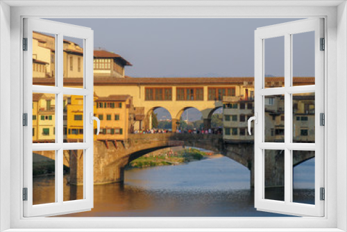 Fototapeta Naklejka Na Ścianę Okno 3D - Florence neighborhood near the Ponte Vecchio over the Arno River in Italy