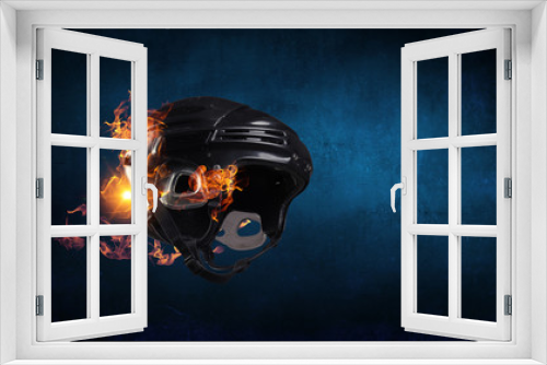 Fototapeta Naklejka Na Ścianę Okno 3D - Burning sport helmet